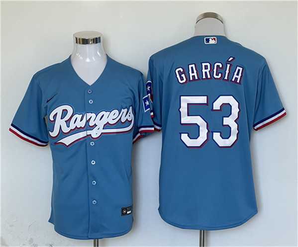 Men%27s Texas Rangers #53 Adolis Garcia Blue With Patch Cool Base Stitched Jersey->texas rangers->MLB Jersey